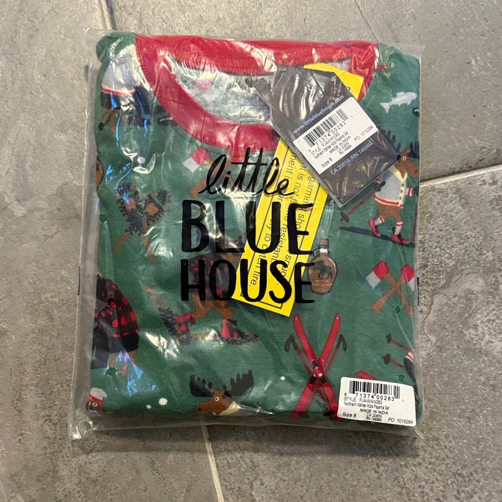 Little Blue House Kids Pajama Set - Green and Red